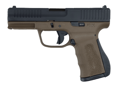 FMK FMKG49TBB G3 Full Size Frame 9mm Luger 14+1 4.50" Polished Threaded Barrel, Black Carbon Steel Optic Ready/Serrated Slide, Burnt Bronze Polymer Frame w/Accessory Rail, Textured Grip