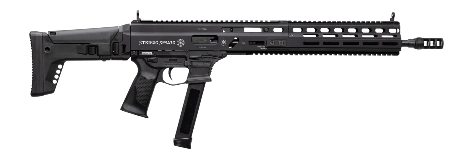 Grand Power 810091156094 Stribog SP9A3G 9mm Luger 16" Black Barrel, Black Receiver, Polymer Stock & Grip
