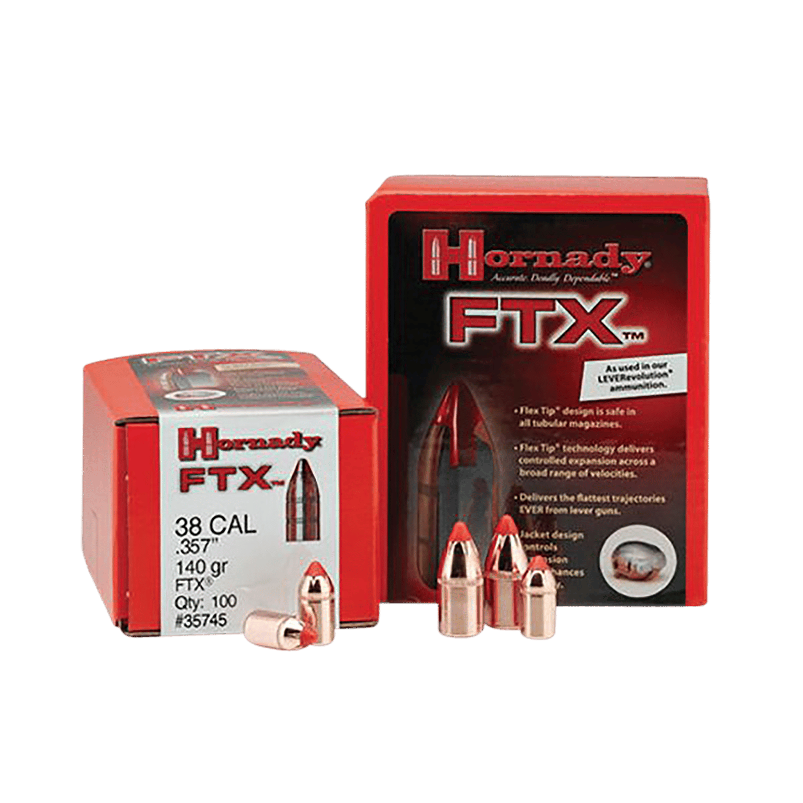 Hornady 35745 FTX  38 Cal .357 140 gr Flex Tip eXpanding 100 Per Box/ 15 Case