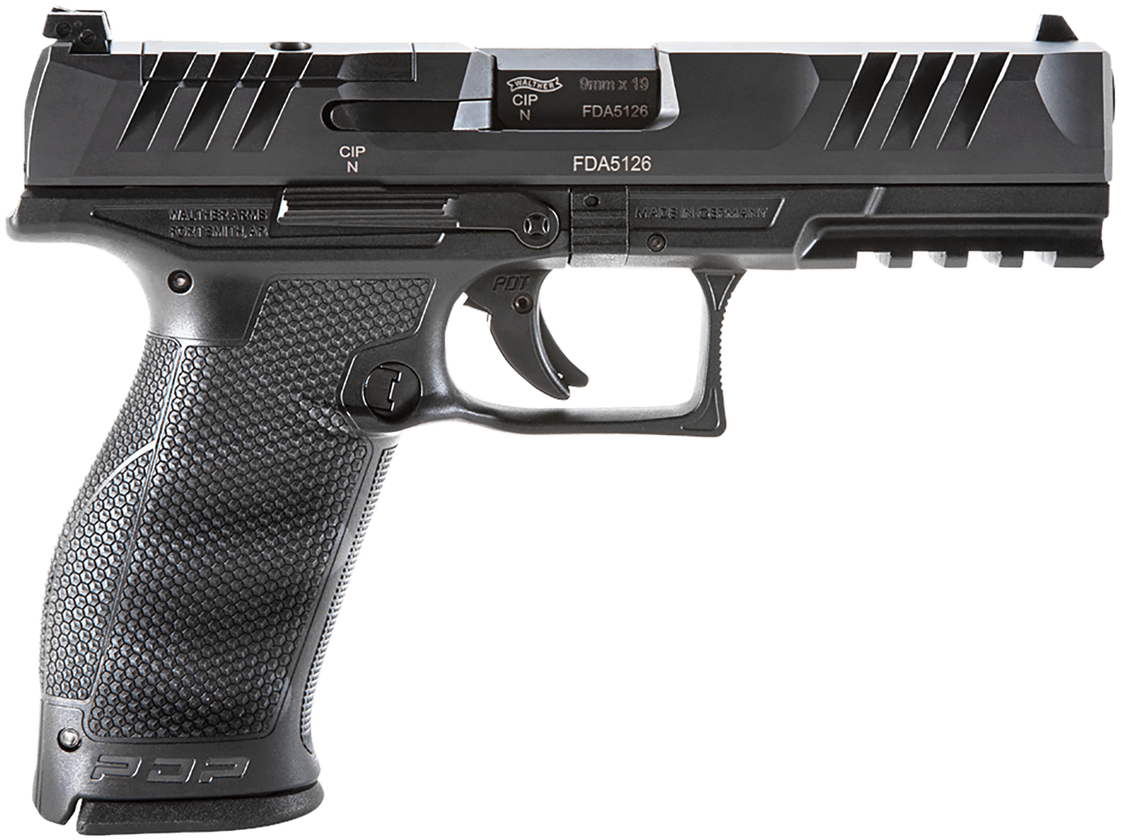 Walther Arms 2858126 PDP Optic Ready 9mm Luger 4.50" 10+1 Black Black Steel Slide Performance Duty Textured Black Polymer Grip