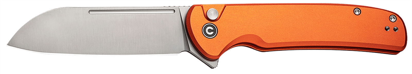 Civivi Knives C20022B-2 Chevalier II  EDC 3.47" Folding Sheepsfoot Plain Satin 14C28N Steel Blade, Orange Aluminum Handle