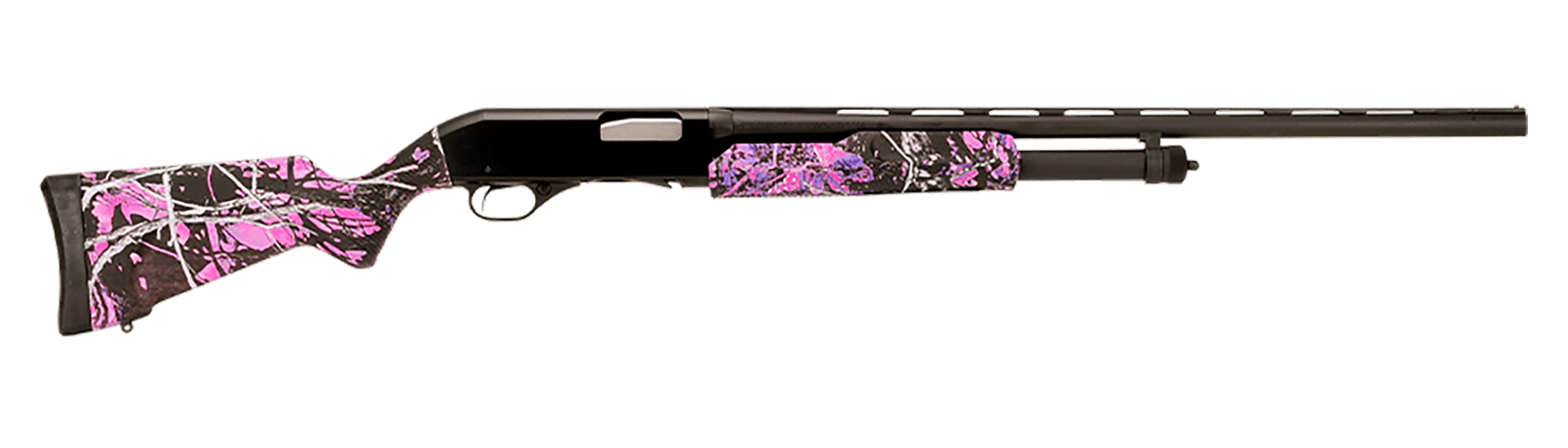 Stevens 22561 320 Field Youth 20 Gauge Pump 3" 5+1 22" Matte Black Vent Rib Barrel, Matte Black Aluminum Drilled & Tapped Receiver, Fixed Muddy Girl Synthetic Stock Right, Ambidextrous