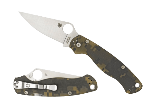 Spyderco C81GPCMOBK2 Para Military 2  3.44" Folding Drop Point Plain Black CPM S30V SS Blade Digital Camo G10 Handle Includes Pocket Clip