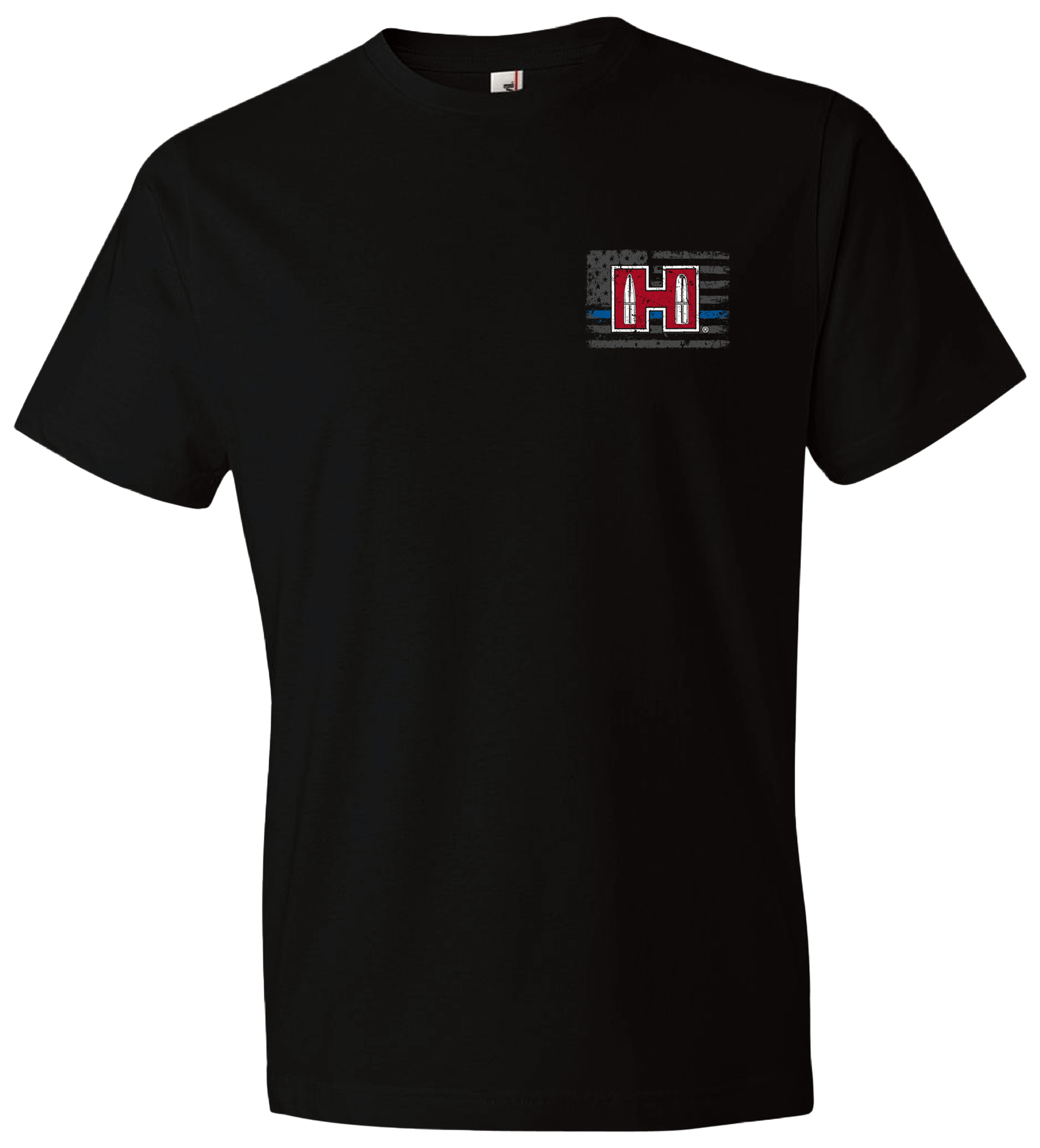 Hornady Gear 30764 POW Blue Line  Black, Cotton Short Sleeve, Semi-Fitted XL