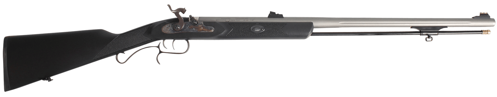Traditions R391050 ShedHorn  50 Cal Musket 26" Fluted, Stainless Barrel/Rec, Black Synthetic Stock, Williams Fiber Optic Sights, Accelerator Breech Plug