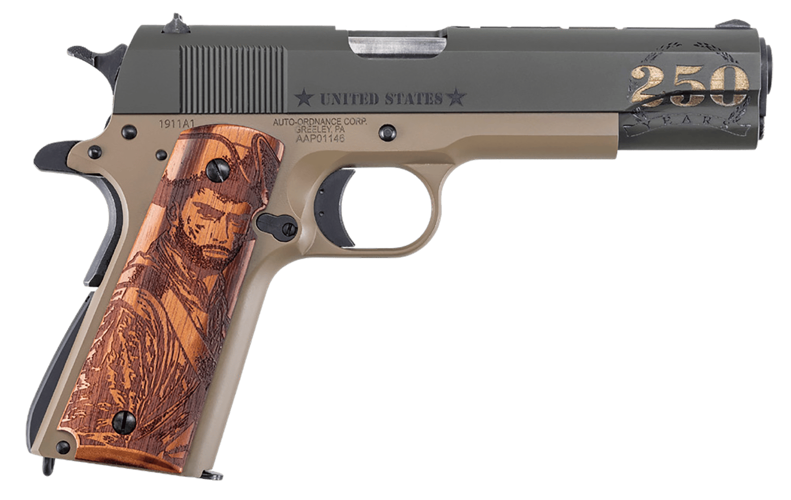 AUTO 1911BKOC15  ARMY 45ACP    5  7R 2TN/WD GRIPS