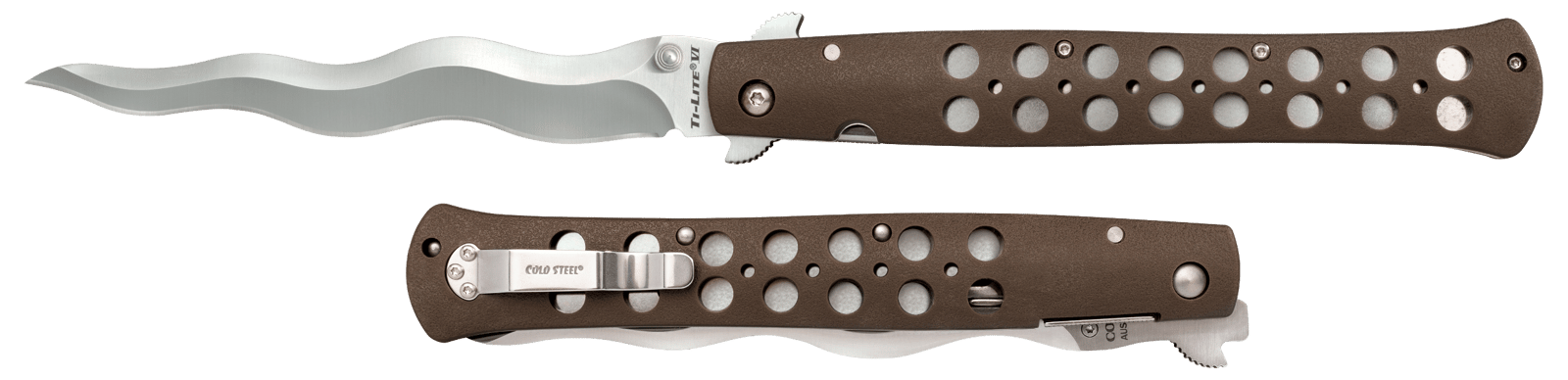 Cold Steel CS-26SXK6 Ti-Lite  6" Folding Plain Kris AUS 10A Steel Blade/ Black Griv-Ex Handle