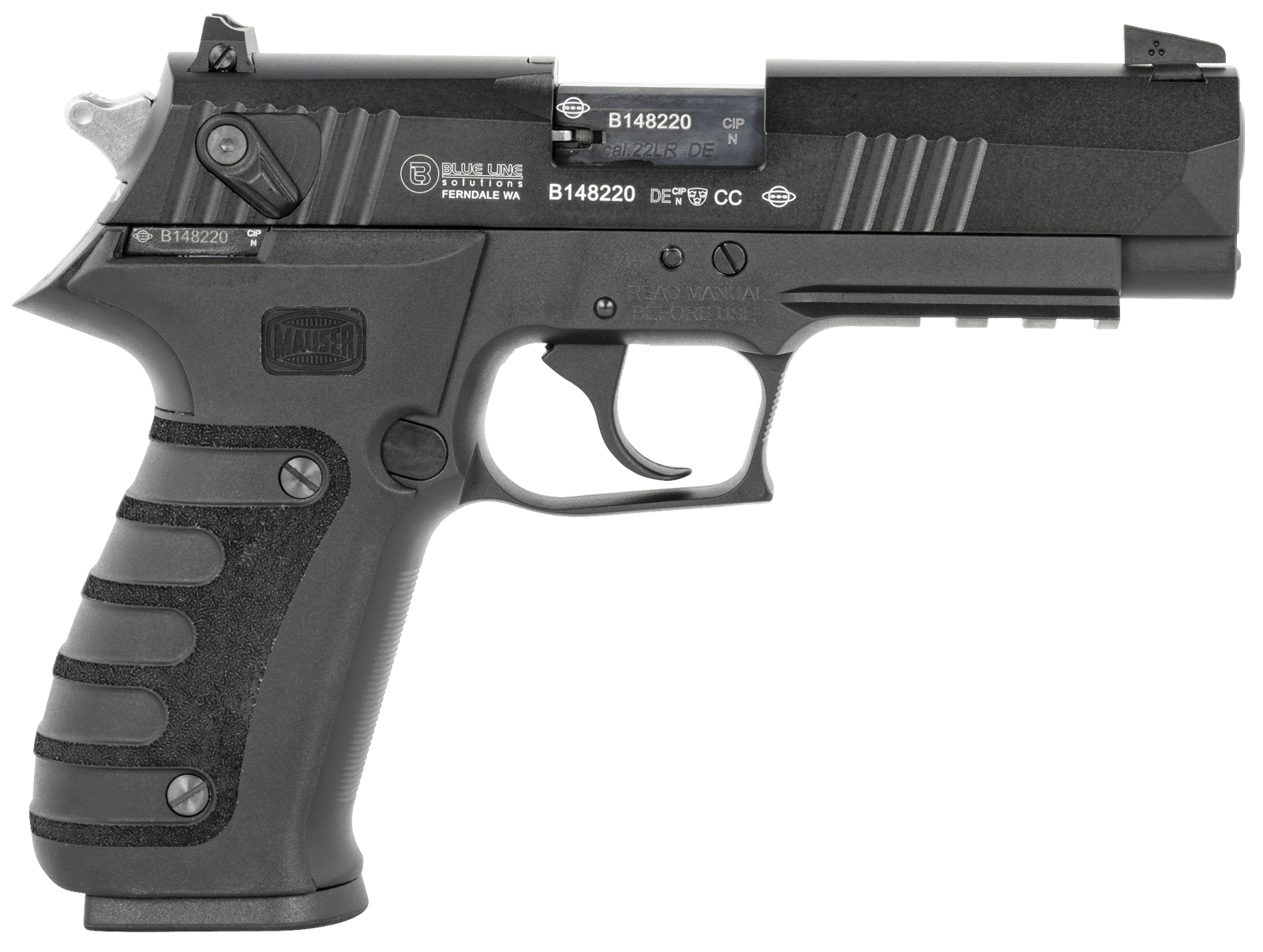 Mauser Rimfire 4010101 M20  22 LR 10+1 4" Black Steel Barrel, Black Serrated Slide, Black Aluminum Frame w/Picatinny Rail, Black Molded Grip, Ambidextrous