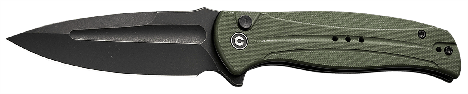 Civivi Knives C23053-2 Incindie  3.48" Folding Spear Point Plain Black Stonewashed 14C28N Steel Blade, OD Green Textured G10 Handle