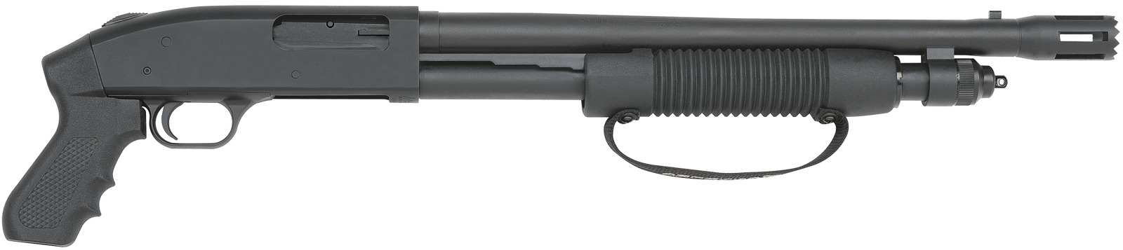 Mossberg 50697 590 Cruiser 12 Gauge Pump 3" 6+1 18.50" Matte Blued Stand-Off Breacher Barrel, Matte Blued Stainless Steel Receiver, Black Pistol Grip