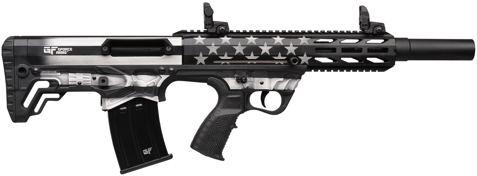 Gforce Arms GFY1USG GFY-1 USA 12 Gauge Semi-Auto 3" 5+1 18.50" Black Threaded Barrel, B&W American Flag Aluminum Receiver w/Picatinny Rail, B&W American Flag Bullpup Polymer Stock, Black Polymer Grip
