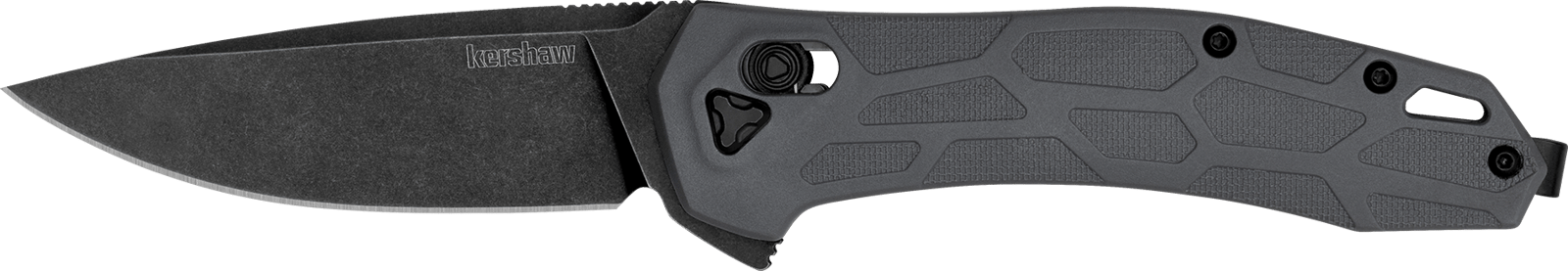 Kershaw 2042 Covalent  Mid-Size 3.20" Folding Drop Point Plain Black Oxide Blackwash D2 Steel Blade, Gray Textured Pockets Glass Filled Nylon Handle, Includes Pocket Clip