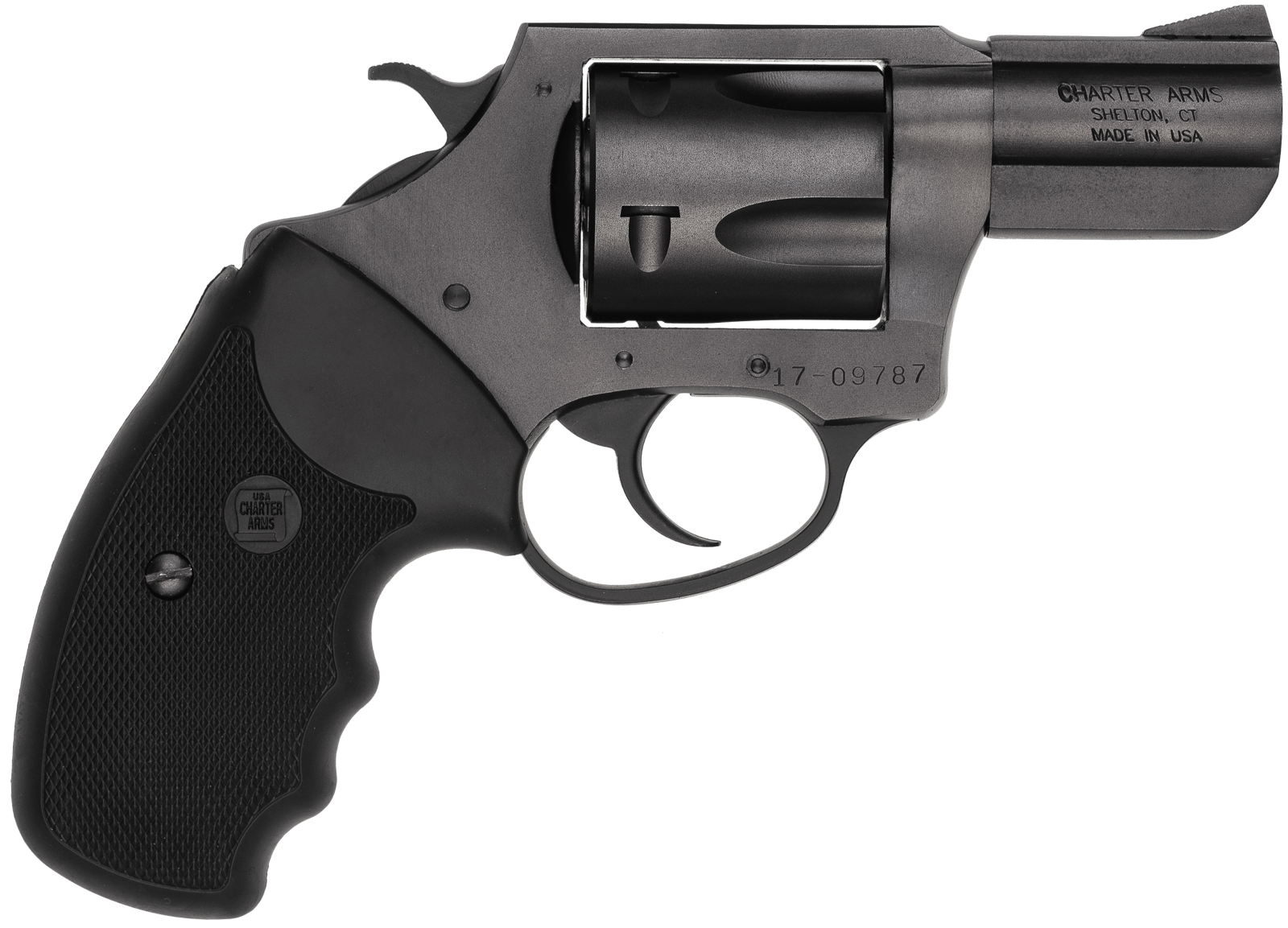 Charter Arms 13520 Mag Pug  Large 357 Mag, 5 Shot 2.20" Black Ported Steel Barrel, Black Steel Cylinder & Frame w/Black Finger Grooved Rubber Grip