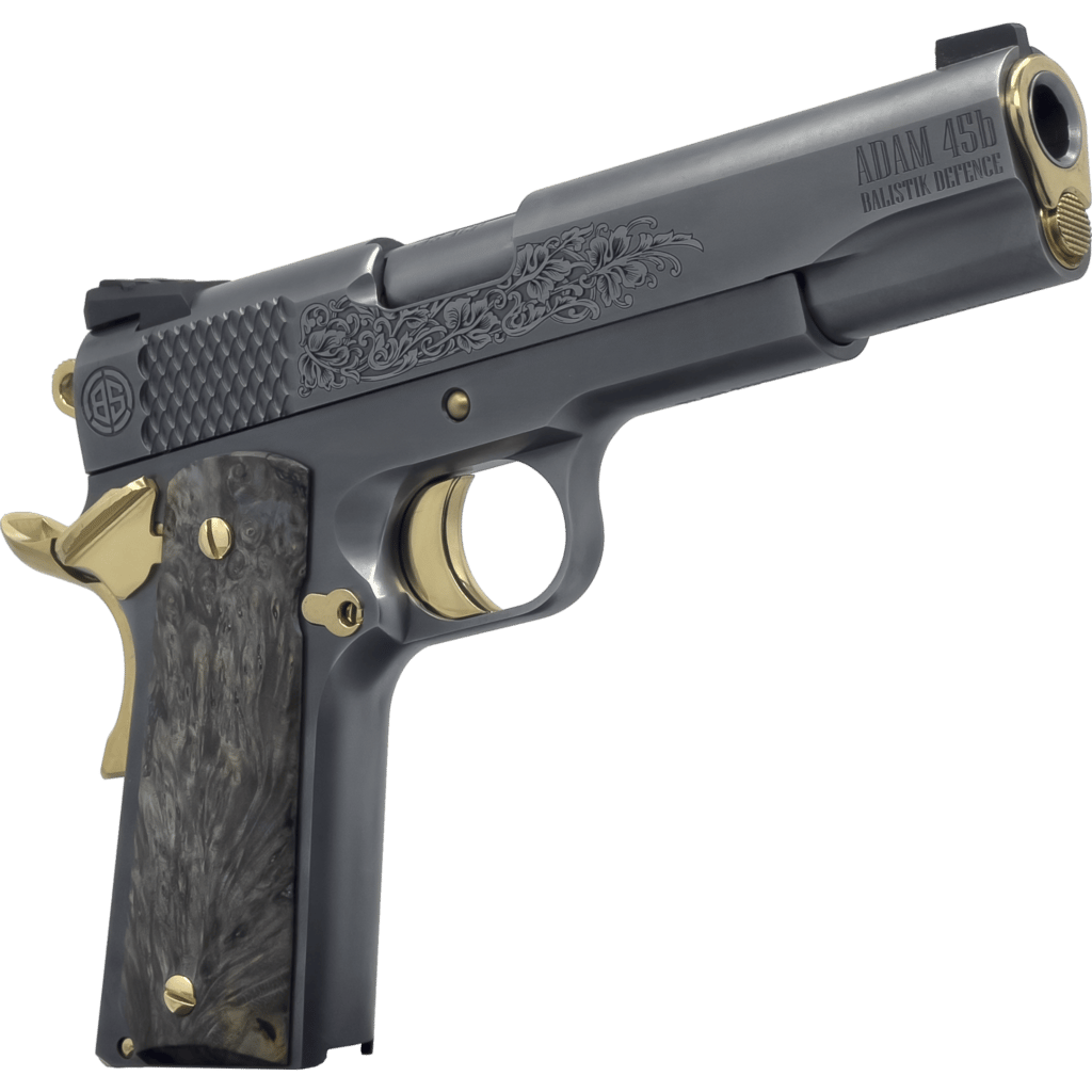 Dickinson LLC DKSN45TBP Adam 1911 Titan Full Size 45 ACP 8+1 5" Black Barrel, Steel B Serrations Slide, Steel Frame w/Beavertail