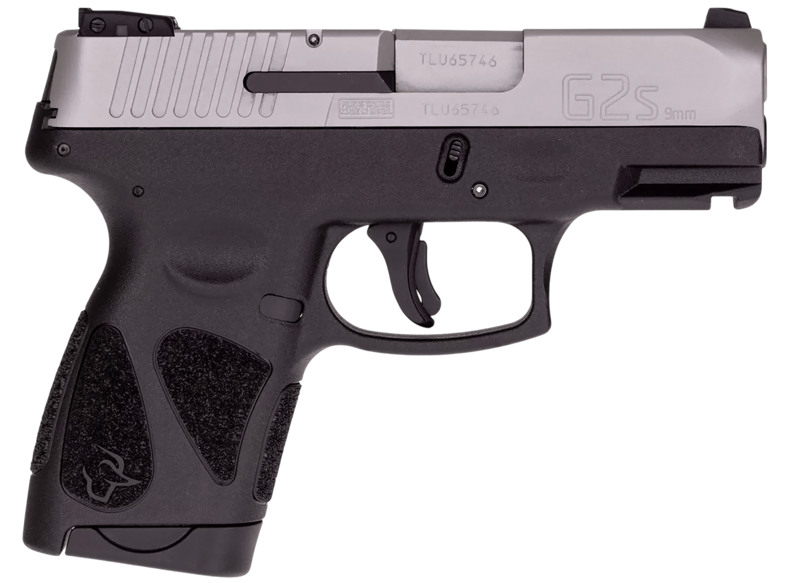 Taurus 1-G2S939 G2S  Compact Frame 9mm Luger 7+1 3.26" Matte Stainless Steel Barrel, Matte Stainless Steel Serrated Slide, Black Polymer Frame w/Accessory Rail, Black Polymer Grip