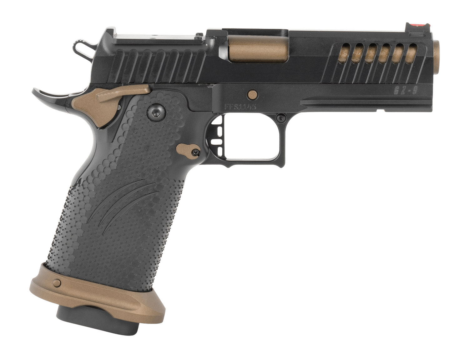 Fierce Firearms FGZ-9-C-BBZ Grizz Commander 9mm Luger 19+1 4.25" Black Bull Barrel, Steel Optic Ready/Serrated Slide, Burnt Bronze Cerakote w/Black Controls Steel Frame w/Accessory Rail, RMR Footprint
