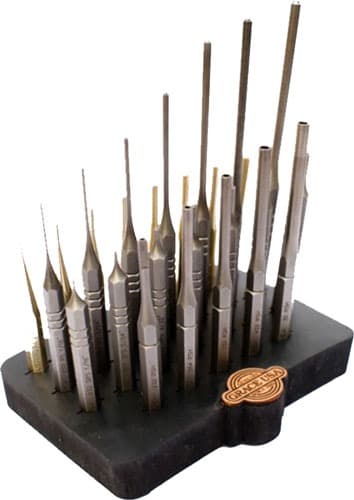 GRACE USA STEEL/BRASS ROLL PIN PUNCH SET W/BENCH BLOCK 27PC!