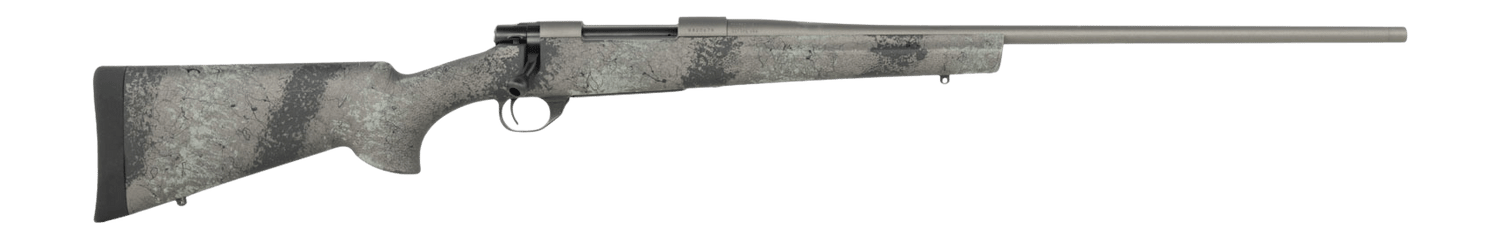 Howa HFN7PRCGL 1500 Fence Line 7mm PRC 3+1 24" Tungsten Cerakote Threaded Barrel, Tungsten Cerakote Aluminum Drilled & Tapped Receiver, Gray Light Camo Fixed Synthetic Stock, Right Hand