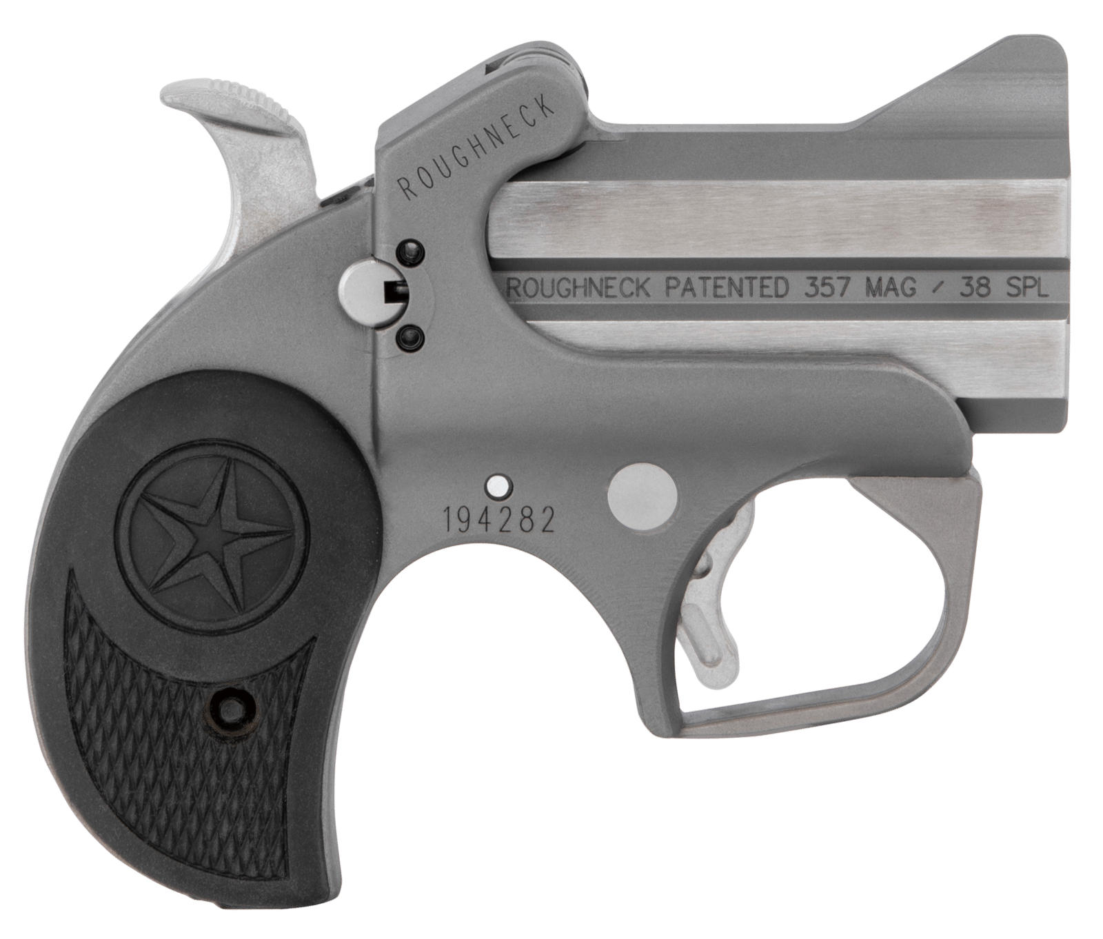 Bond Arms BARN Roughneck Rough Series 38 Special/357 Mag 2 Shot 2.50" Rough Matte Stainless Steel Barrel & Frame, Black Rubber Grips