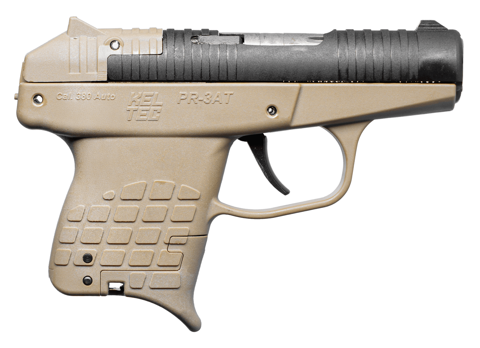 Kel-Tec PR3ATTAN10 PR-3AT Compact Frame 380 ACP 10+1 2.85" Black Rotating Barrel Shroud, Tan Polymer Frame