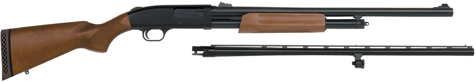 Mossberg 54264 500 Combo 12 Gauge 5+1 3" 24" Slugster/28" Vent Rib Steel Barrels, Dual Extractors,  Blued Steel Receiver w/Integral Scope Mount, Fixed Wood Stock, Fully Rifled Bore Choke