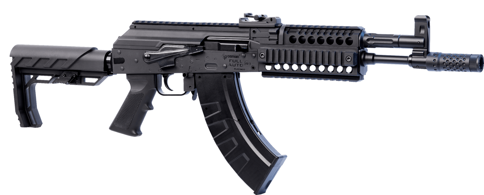 Crosman CAK1 Full Auto AK1 Air Rifle CO2 177 28 rd, Black Smooth Bore Barrel, Black Synthetic Folding Adjustable Stock w/Quad Mounting Rail System, Selector Safety