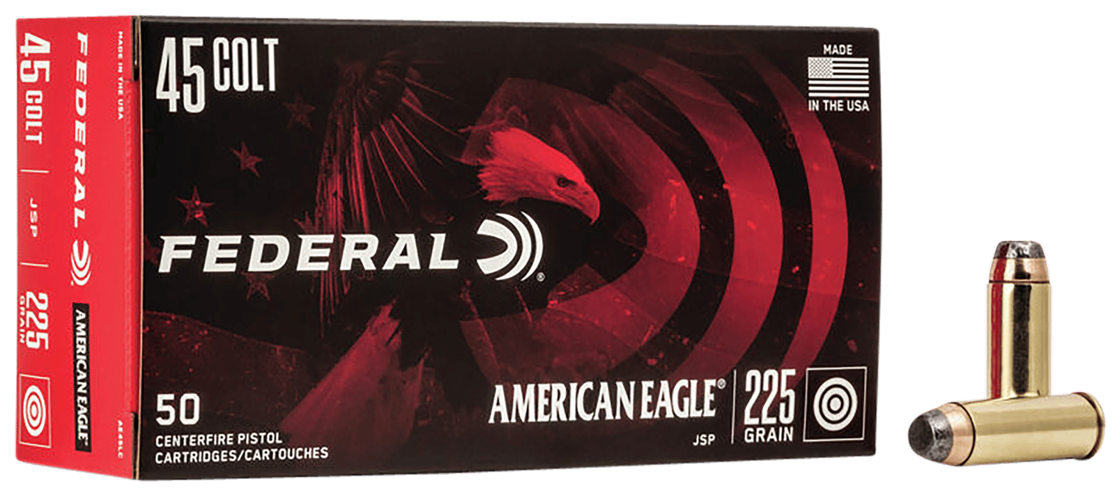 Federal AE45LC American Eagle Handgun 45Colt 225gr Jacketed Soft Point 50 Per Box/20 Case