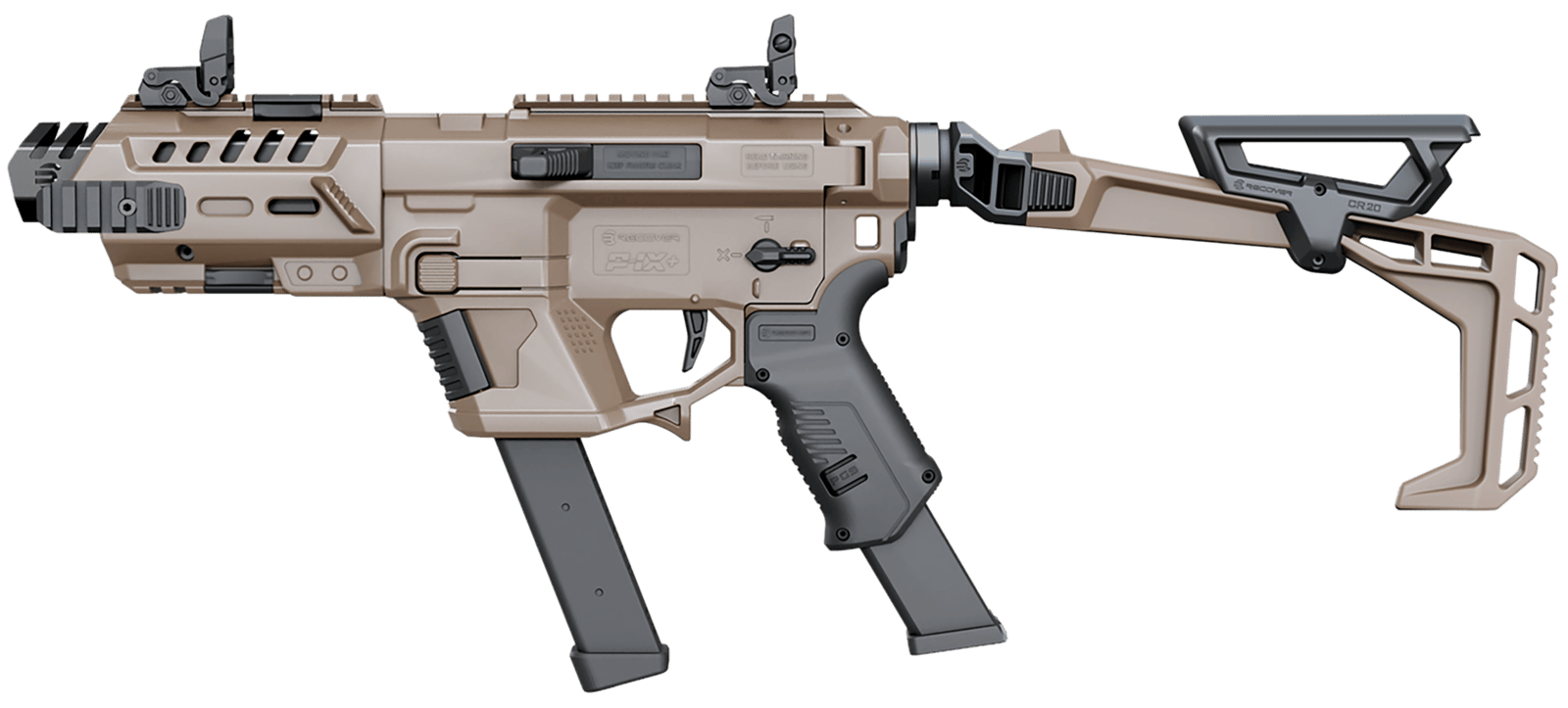 Recover Tactical PIXPBFST02 P-IX+Basic  PG9 Folding Stock Metal Front Guard Tan