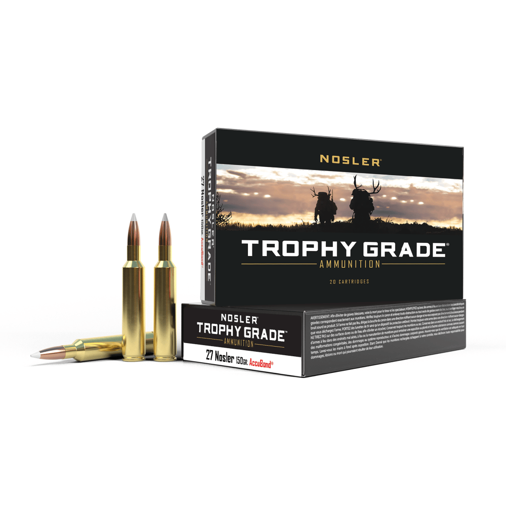 Nosler Accubond Trophy Grade Rifle Ammunition 27 Nosler 150 gr PT 3250 fps 20/ct