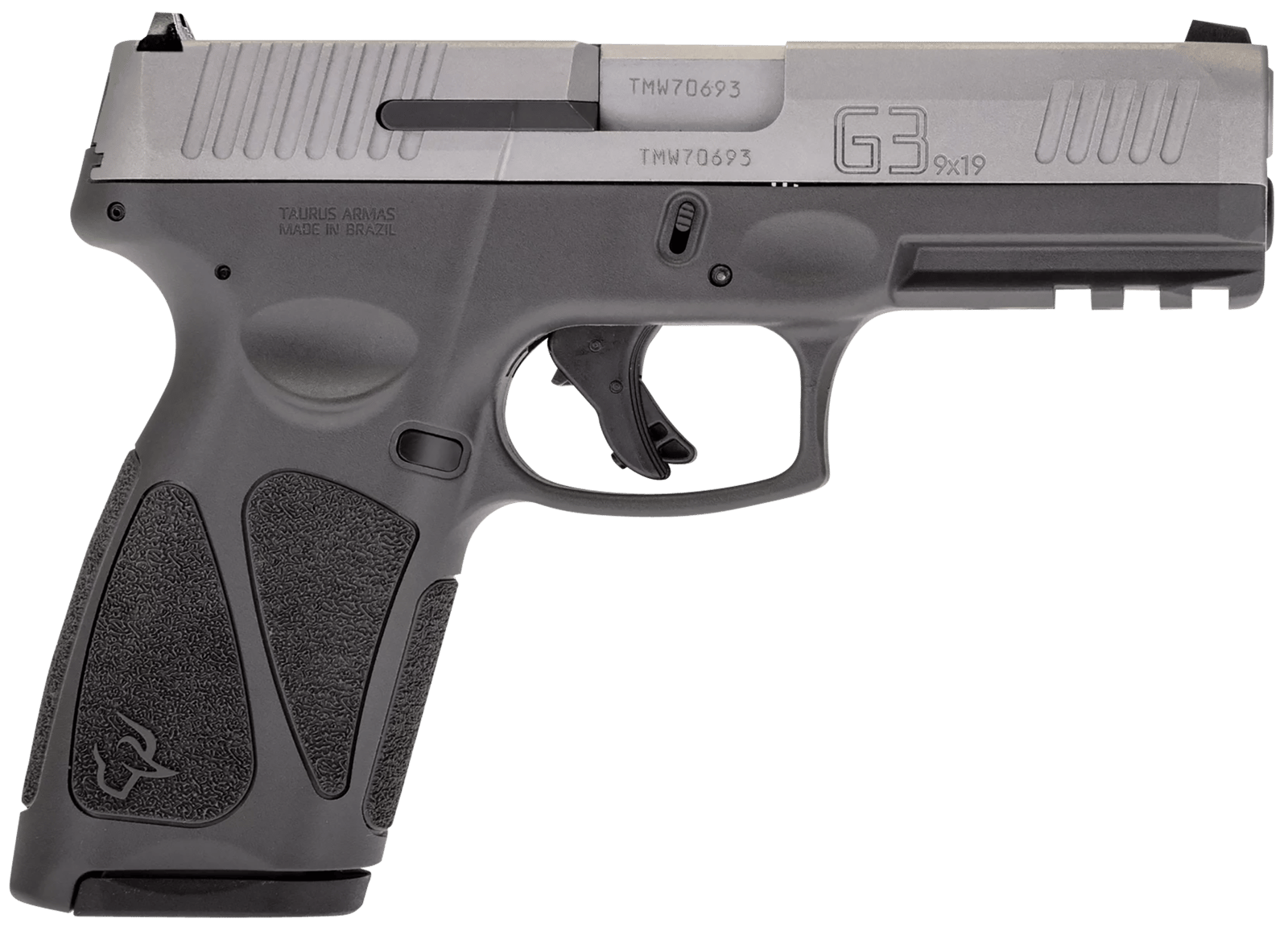 Taurus 1G3B949G15 G3  Full Size Frame 9mm Luger 15+1 4" Matte Stainless Steel Barrel, Matte Serrated Stainless Steel Slide, Gray Polymer Frame w/Picatinny Rail, Gray Polymer Grip, Right Hand