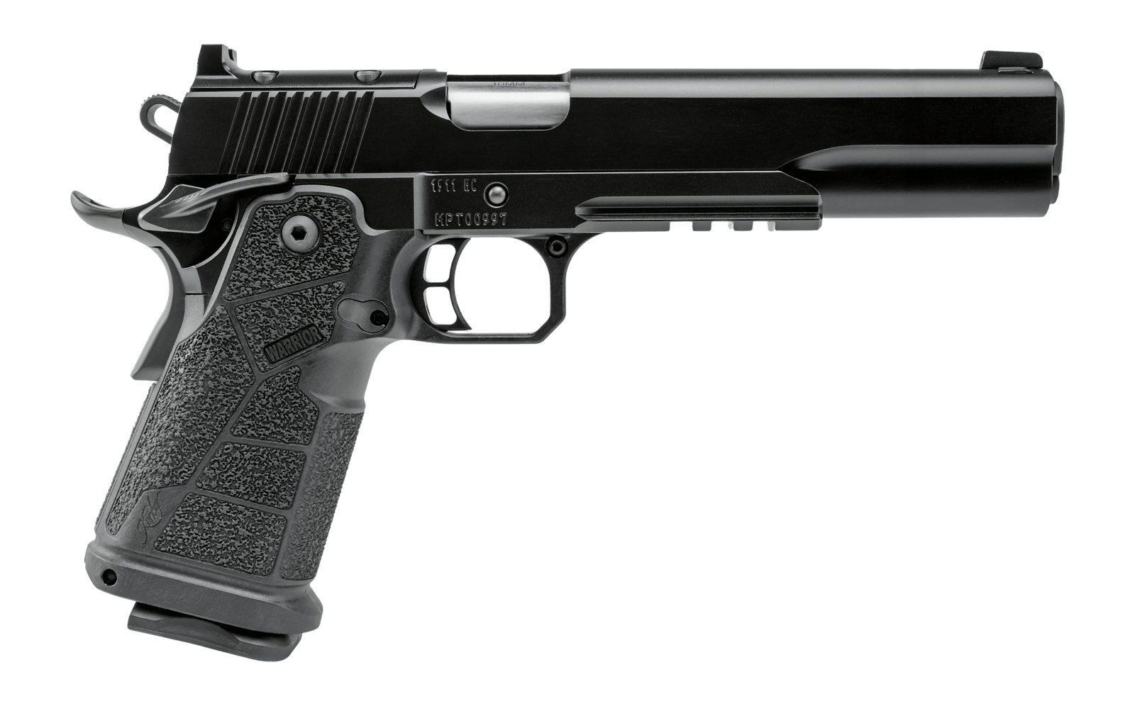 Kimber Mfg, Inc 3600304 DS Warrior 10mm Auto 18+1 6" Matte Stainless Barrel, KimPro Black Optic Cut/Serrated Slide, Black Stainless Steel Frame w/Beavertail & Picatinny Rail, Black Carbon Fiber Grip,