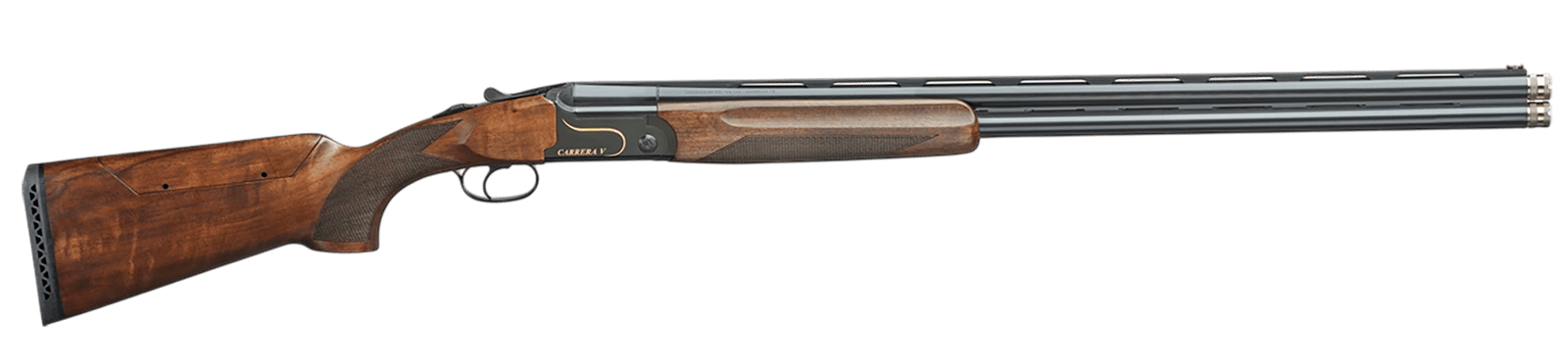 F.A.I.R. FRCRRAV1232 Carrera V  12 Gauge Break Open 3" 2rd 32" Black Over/Under Vent Rib Barrel, Black w/Gold Inlay Receiver, Walnut w/Adj Comb Stock, TechniChoke XP70 Choke System
