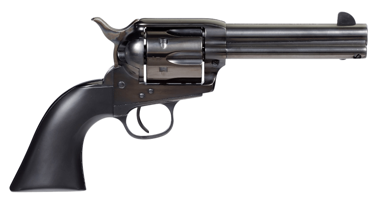 Taylors & Company 555162 Devil Anse  357 Mag Caliber with 4.75" Blued Finish Barrel, 6rd Capacity Blued Finish Cylinder, Color Case Hardened Finish Steel Frame & Matte Black Wood Grip
