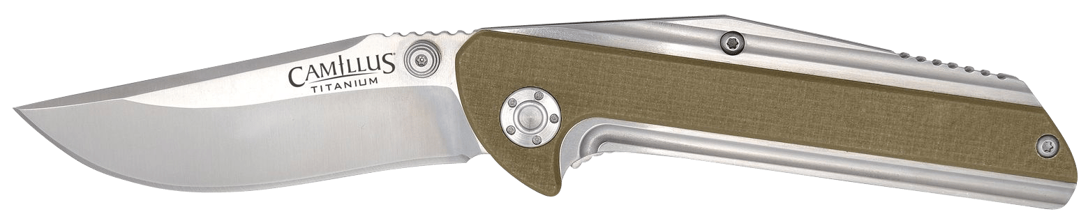 Camillus 19195 Sevens  2.75" Folding Plain Silver AUS-8 Carbonitride Titanium Blade, Desert Tan/SS G10/SS Handle