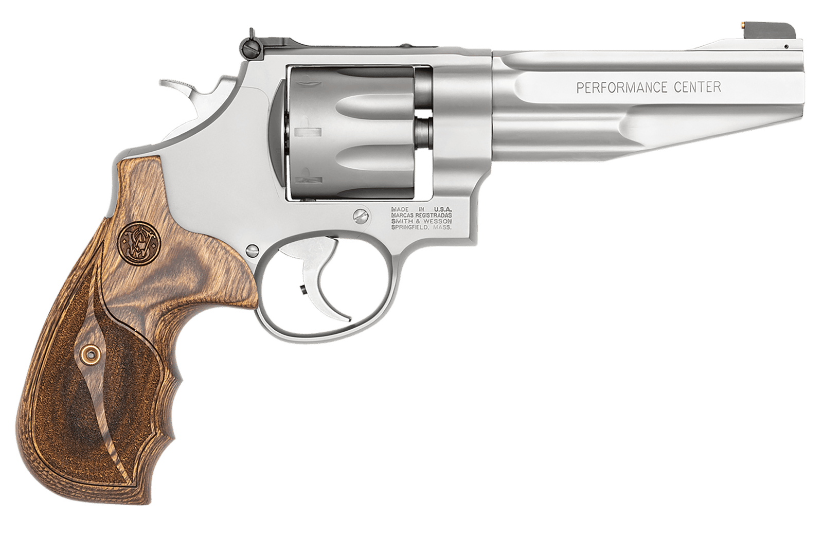 Smith & Wesson 170210 Performance Center Model 627 357 Mag 8rd 5" Stainless Steel Barrel & Cylinder Matte Silver Stainless Steel Frame with Wood Grip Includes Synthetic Grip