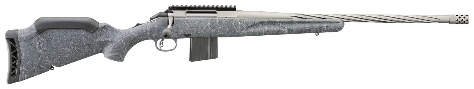 Ruger 46918 American II  Full Size 22 ARC 10+1 20" Cobalt Cerakote Spiral Fluted Threaded Barrel & Alloy Steel Receiver w/Picatinny Rail, Gray Splatter Adj LOP Synthetic Stock