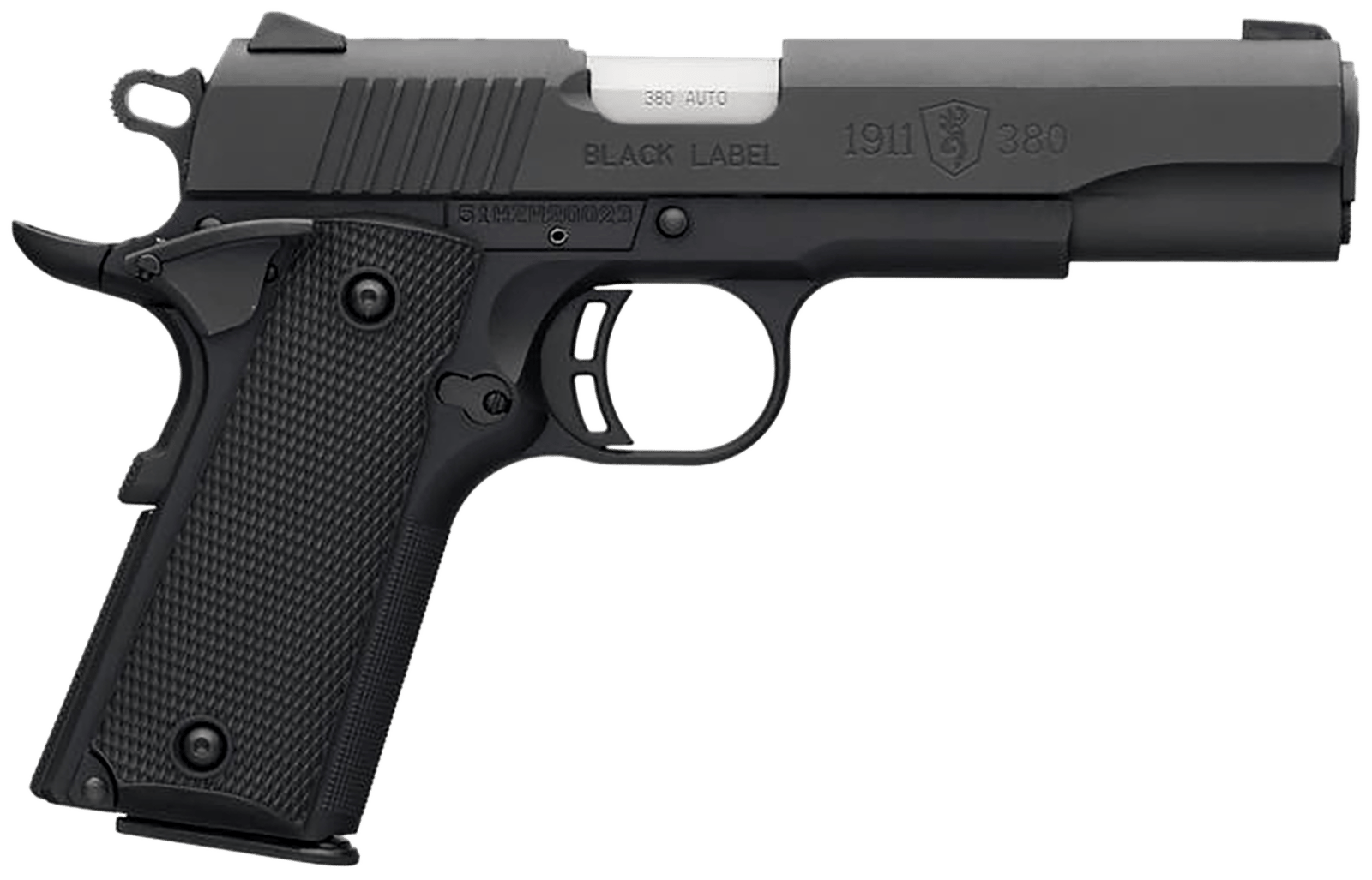Browning 051904492 1911 Black Label Full Size Frame 380 ACP 8+1 4.25" Matte Stainless Steel Barrel, Serrated Steel Slide, Matte Black Polymer Frame w/Beavertail, Black Polymer Grip, Right Hand