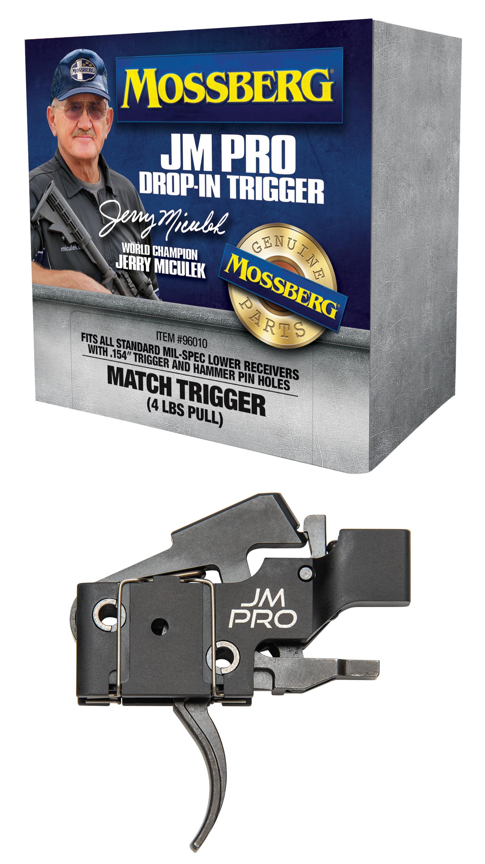 Mossberg 96010 JM Pro  Adjustable Match AR Drop-In Trigger, Fits AR15s & AR10s w/.154" Trigger & Hammer Pin Holes, Factory-Set 4 Pound Pull Weight