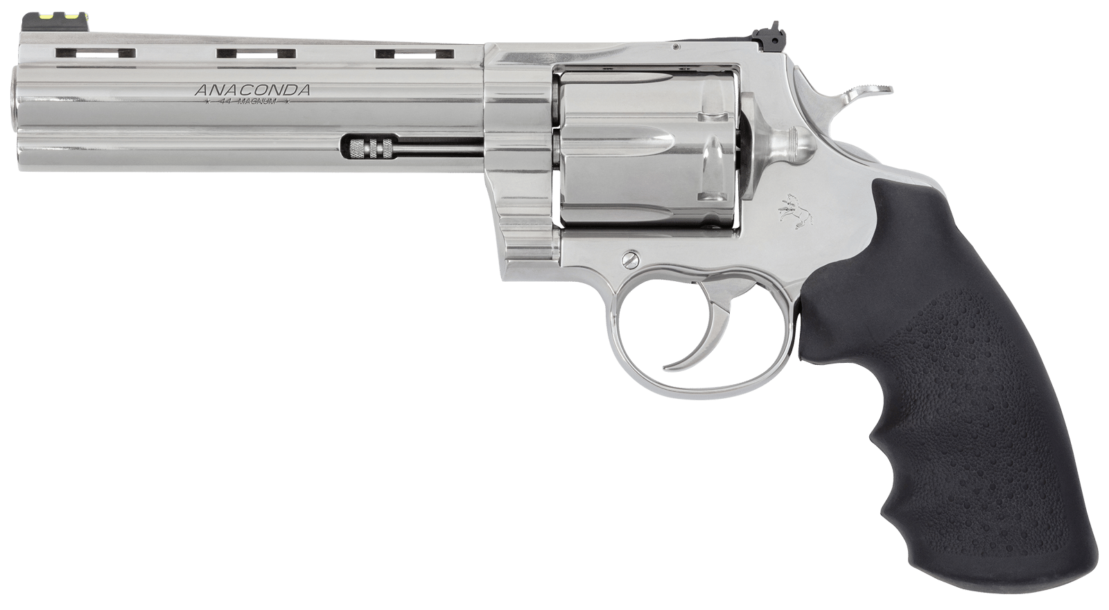 Colt Mfg ANACONDASP6RFT Anaconda Target 44 Mag 6rd 6" Stainless Vent Rib Barrel, Cylinder & Stainless Stainless Steel Frame, Black Rubber Grip