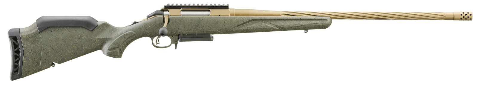 Ruger 46943 American II Predator 30-06 Springfield 4+1 22" Burnt Bronze Cerakote Spiral Fluted Threaded Barrel & Alloy Steel Receiver w/Picatinny Rail, Green Splatter Adj LOP Synthetic Stock