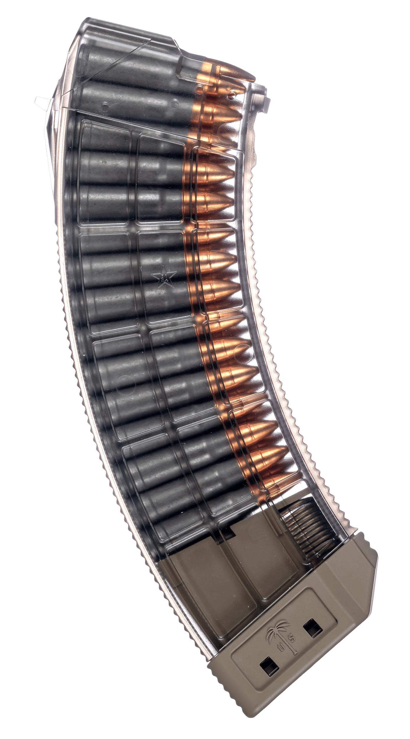 US Palm MA1119A Standard  30rd 7.62x39mm Fits AK-47 Clear w/Flat Dark Earth Floor Plate