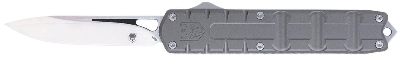 CobraTec Knives CTEGRYM390DNS Enforcer  3.25" OTF Drop Point Plain M390 Steel Blade/Gray Aluminum Handle