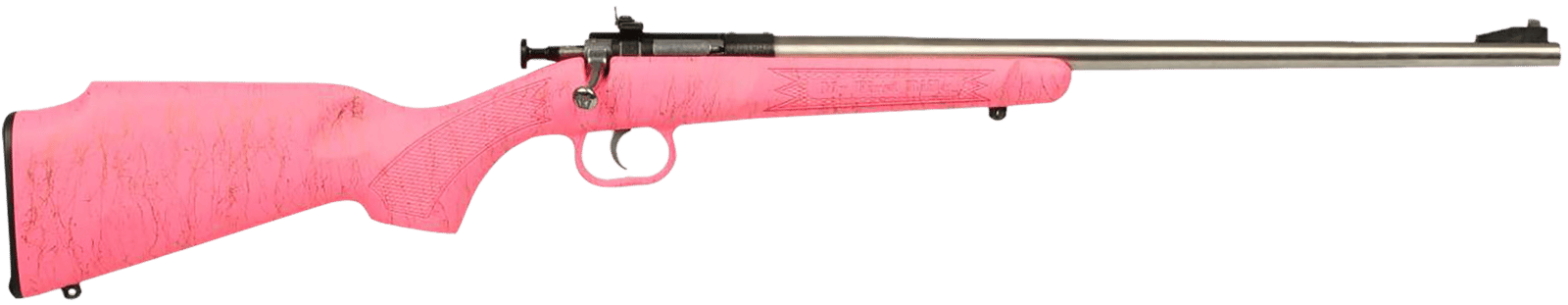 Crickett KSA2441 Gen2  Youth 22 LR 1rd 16.13" Stainless Single Shot Barrel, Stainless Steel Receiver, Pink w/Gold Webbing Fixed Synthetic Stock
