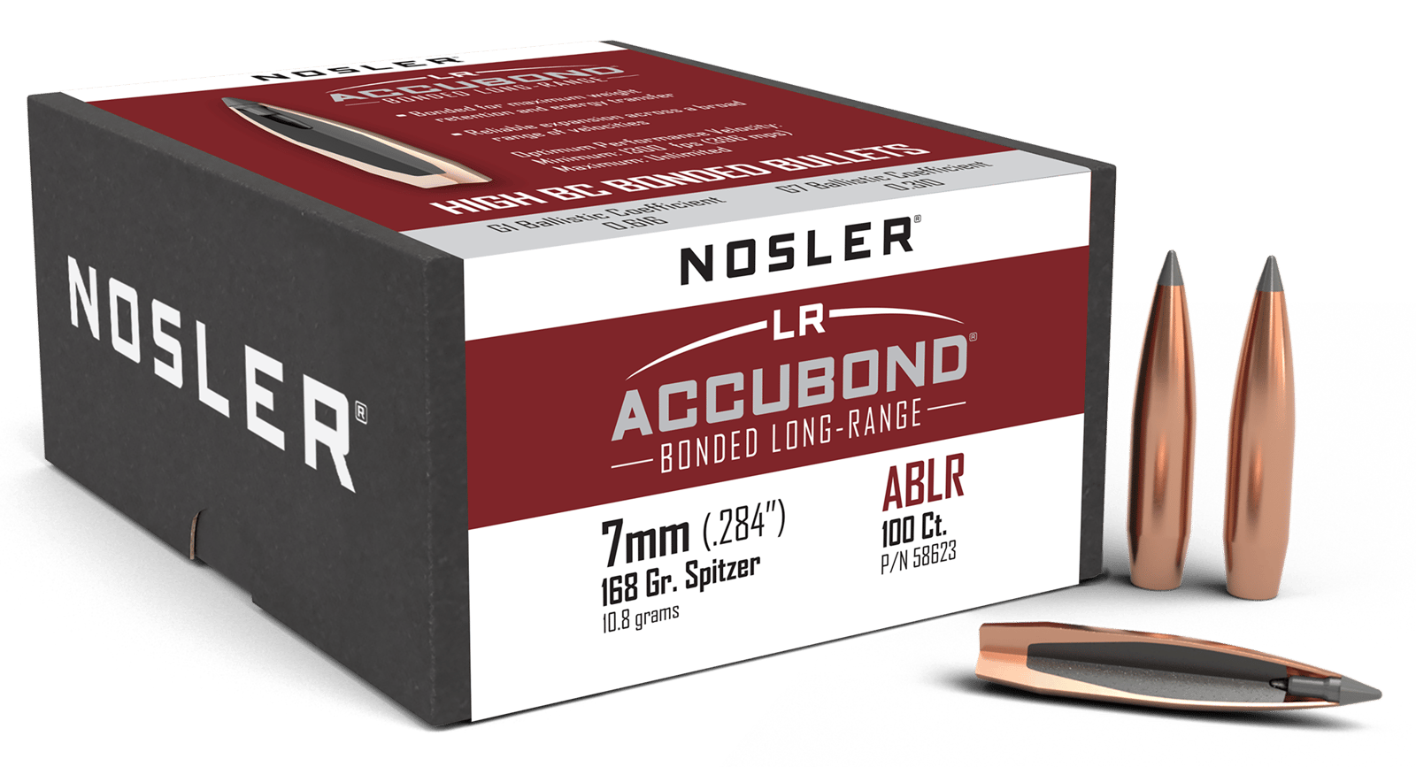 Nosler 58623 AccuBond Long Range 7mm 168gr Spitzer Point 100/Box