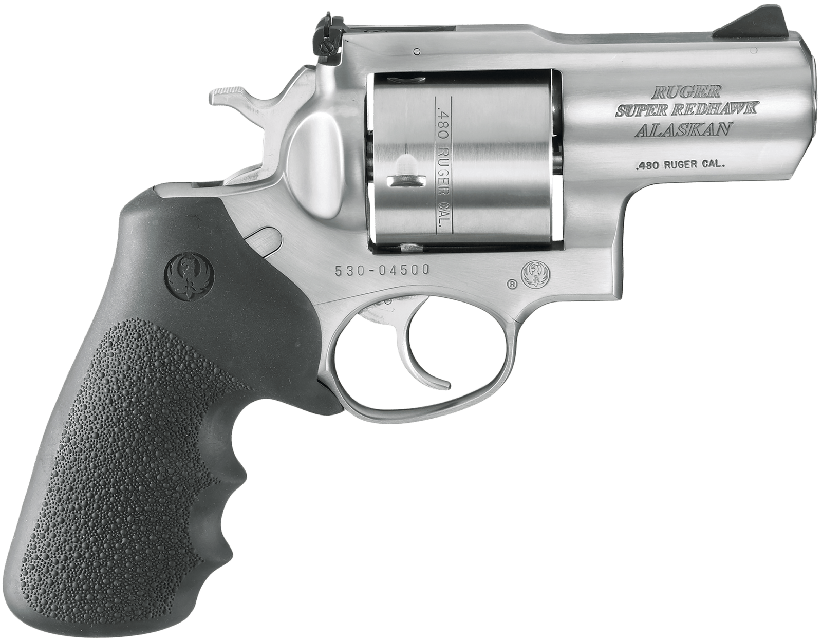 Ruger 5302 Super Redhawk Alaskan Small Frame 480 Ruger 6rd 2.50" Satin Stainless Steel Barrel, Cylinder & Frame, Black Hogue Finger Groove Monogrip, Transfer Bar Safety Exposed Hammer