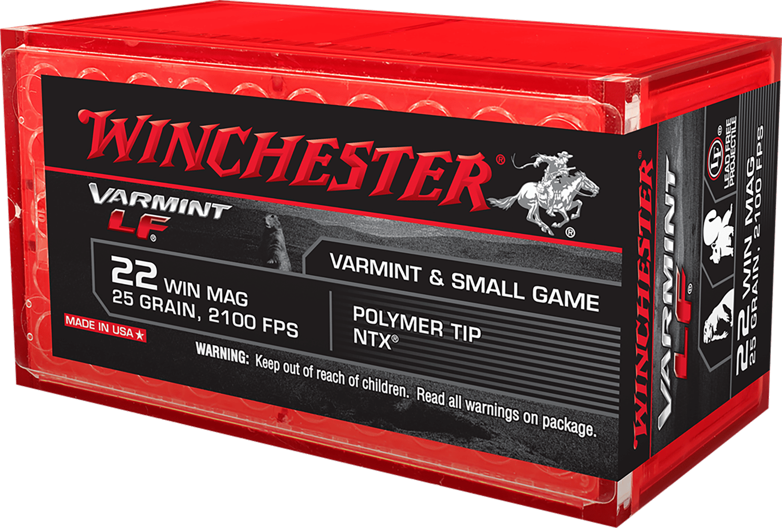 Winchester Ammo X22MHLF Varmint LF  22WMR 25gr Polymer Tip NTX 50 Per Box/40 Case