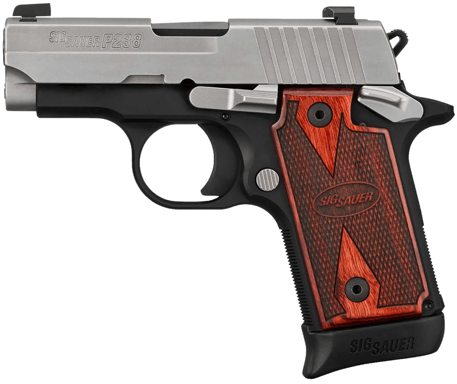 Sig Sauer 238380TXR3 P238 Two-Tone 380ACP 6/7rds 2.70" Stainless Bead Blast Slide Black Anodized Checkered Rosewood Grip