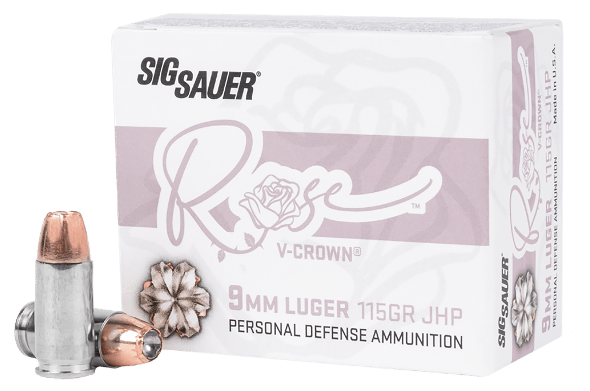 Sig Sauer E9MMA1ROSE20 Rose  9mm Luger 115gr V-Crown Jacketed Hollow Point 20 Per Box/10 Case