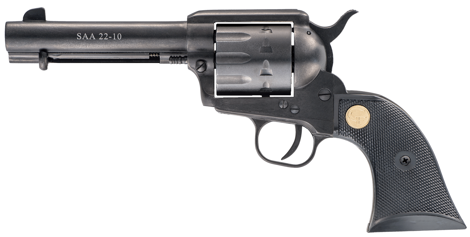 Chiappa Firearms CF340155 SAA 1873  Medium Frame 22 LR 10 Shot, 4.75" Blued Steel Barrel, Blued Steel Frame, Blued Cylinder, Black Plastic Grip, Exposed Hammer