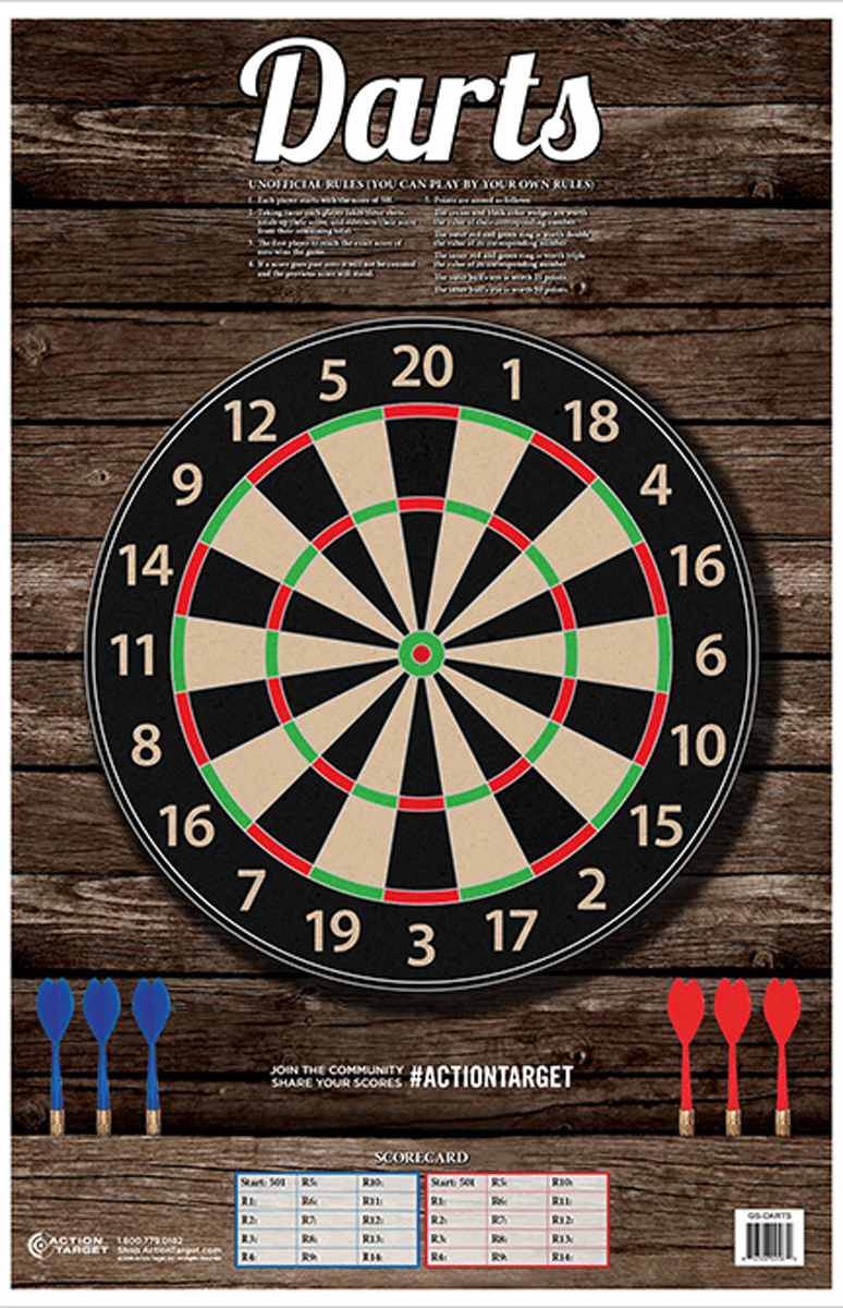Action Target GSDARTS100 Entertainment  Dart Board Paper Hanging 23" x 35" Multi-Color 100 Per Box